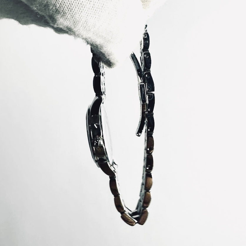 Fendi FF Stainless Steel Monogram Logo White Round Dial 2100L 26MM Quartz Bracelet Watch