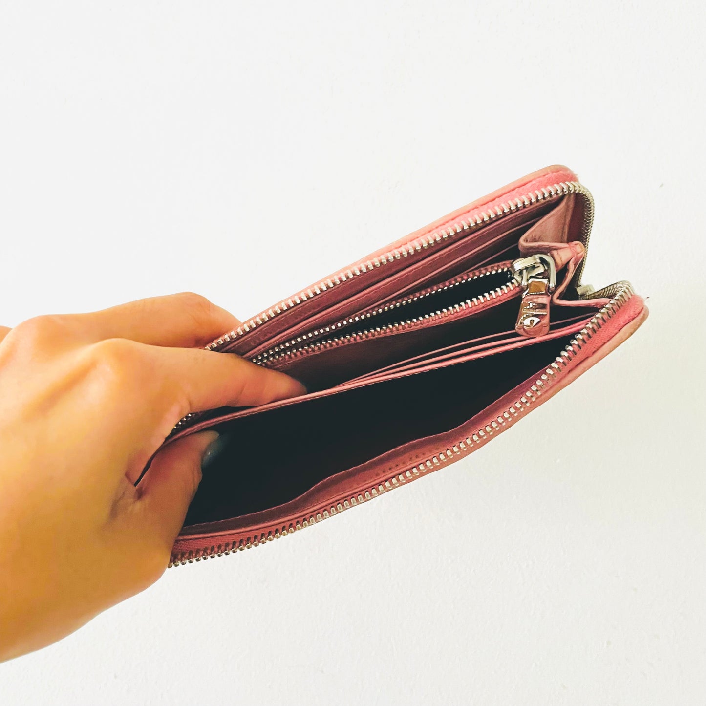 Miu Miu Pink Matelasse Lux Leather Monogram Logo Zip Long Wallet