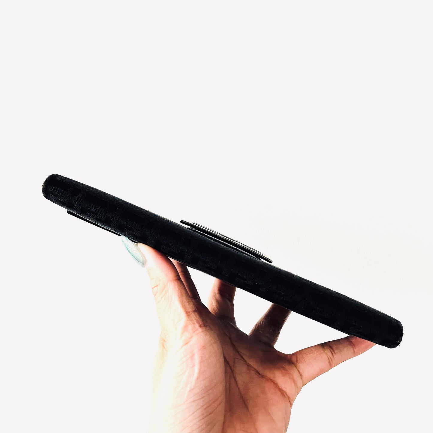 Fendi Black FF Zucchino Monogram Logo Flap Long Wallet