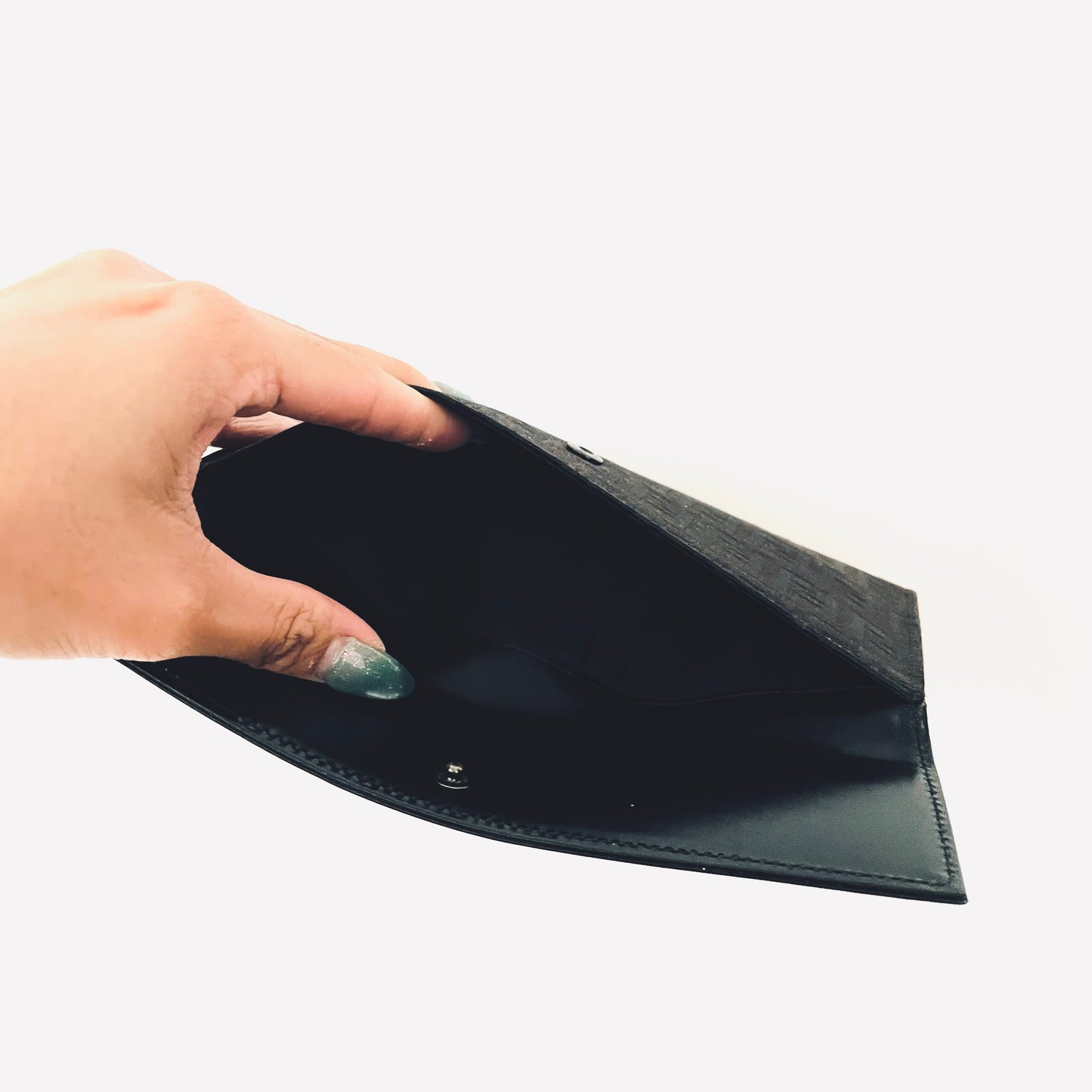 Fendi Black FF Zucchino Monogram Logo Flap Long Wallet