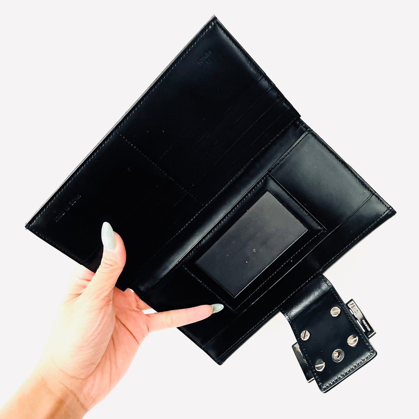 Fendi Black FF Zucchino Monogram Logo Flap Long Wallet