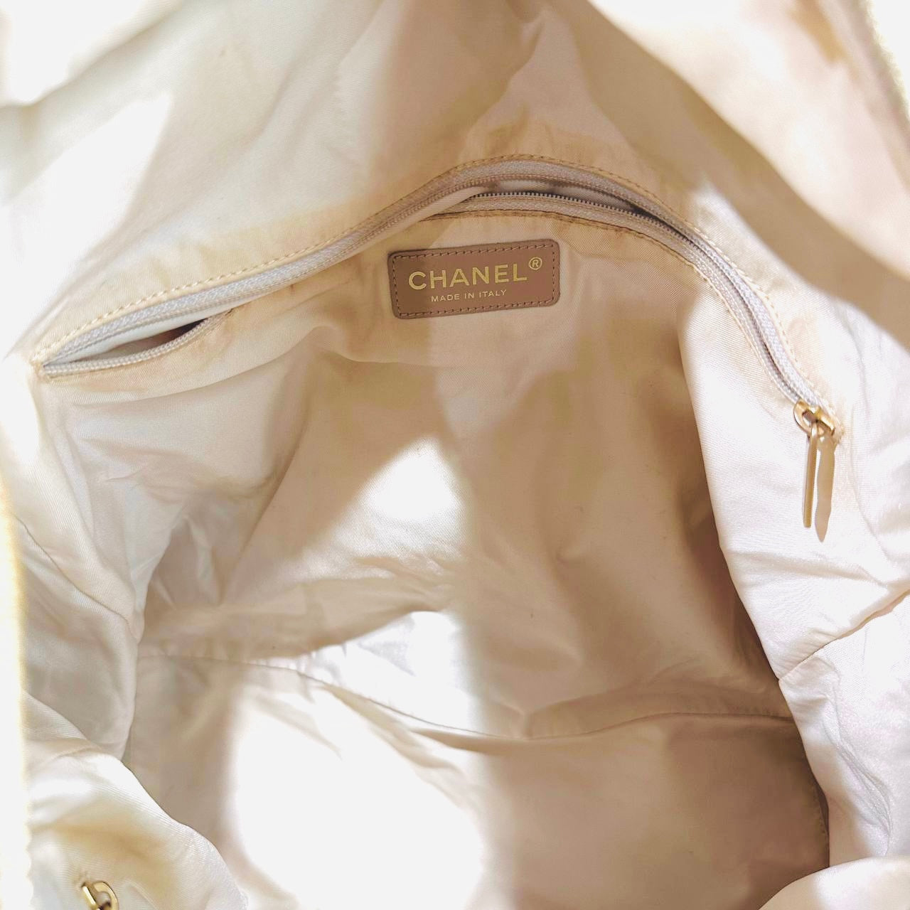 Chanel Beige GHW Travel Line Quilted Jacquard CC Monogram Logo Shopper Shoulder Tote Bag 10s