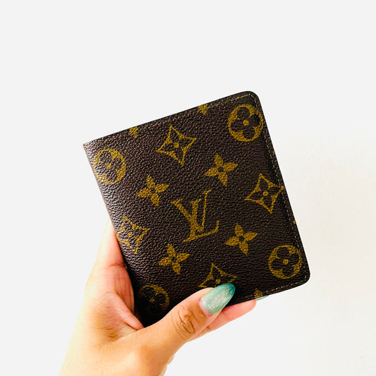 Louis Vuitton LV Monogram Logo GHW Marco Multiple Flap Bifold Compact Wallet