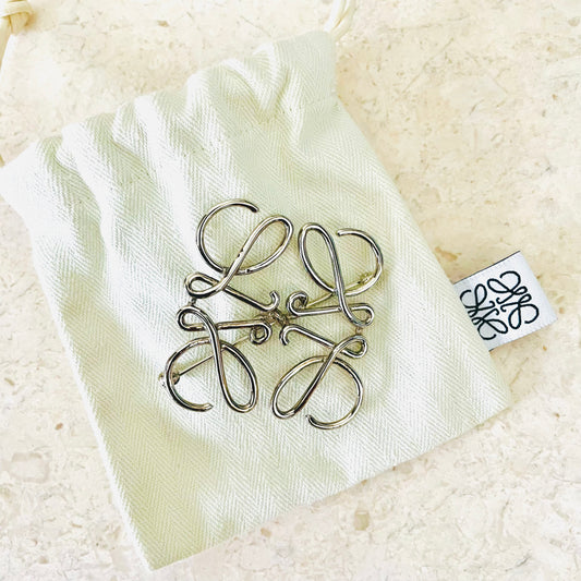 Loewe Silver Anagram Logo Brooch