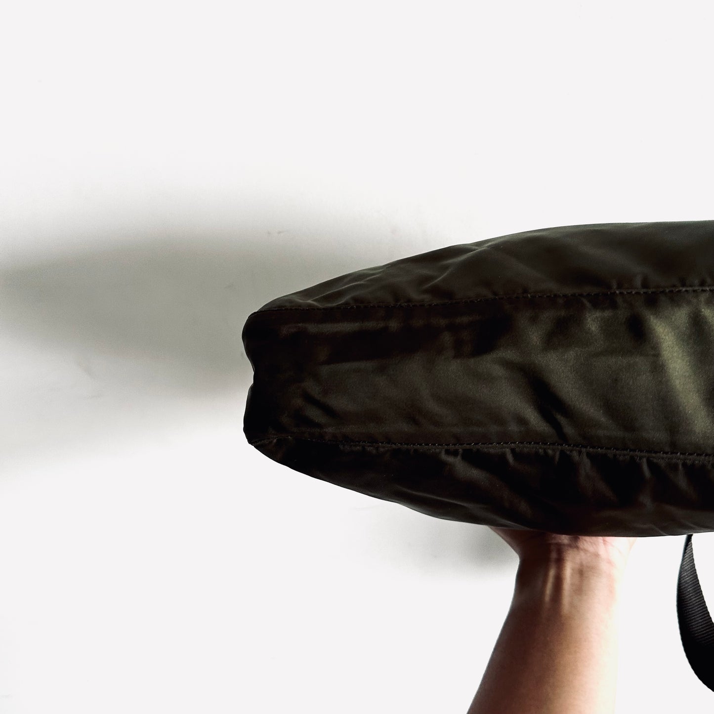 Prada Dark Khaki Classic Nylon & Leather Tessuto Monogram Logo Camera Shoulder Sling Bag