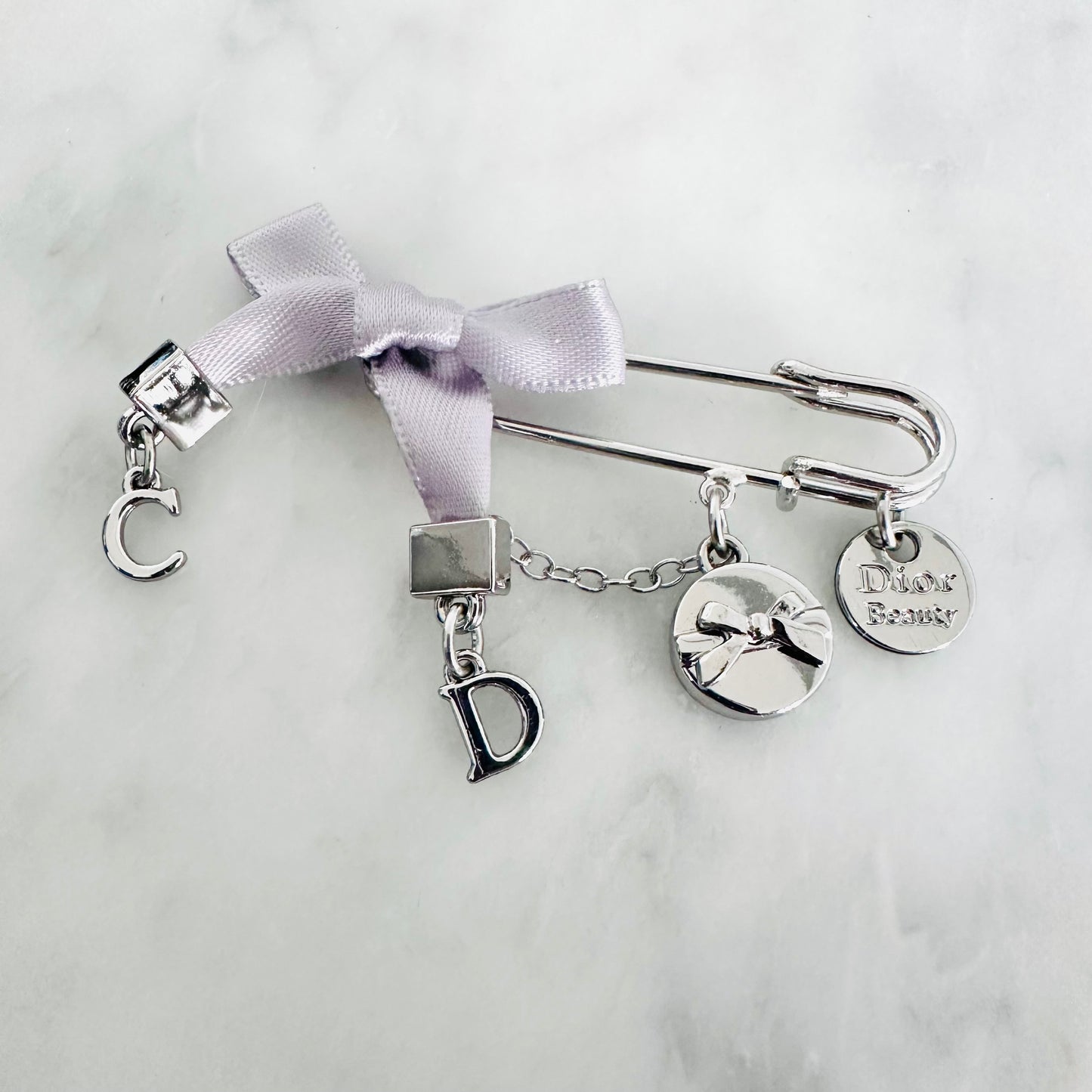 Christian Dior CD Silver & Charms Monogram Logo Pin Brooch