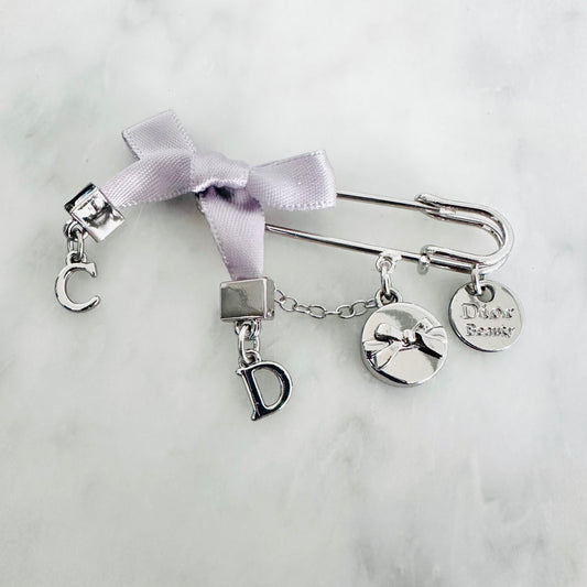 Christian Dior CD Silver & Charms Monogram Logo Pin Brooch