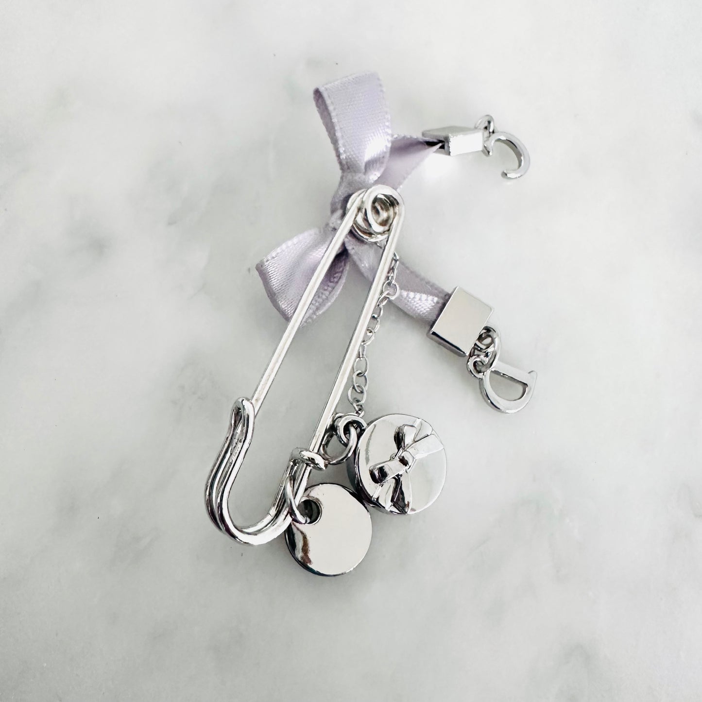 Christian Dior CD Silver & Charms Monogram Logo Pin Brooch