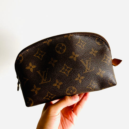 Louis Vuitton LV Monogram Logo GHW Cosmetic Toiletry Pouch Clutch Case