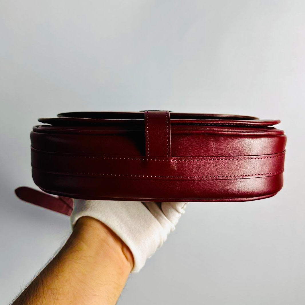 Cartier Must / Mast de Cartier Burgundy Red Maroon GHW Smooth Leather Flap Shoulder Sling Bag