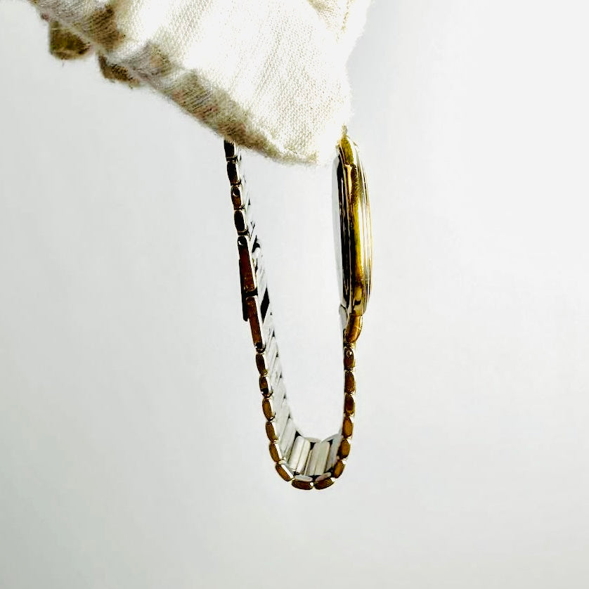 YSL Yves Saint Laurent Gold & Stainless Steel Round Dial Monogram Logo 26MM Quartz Watch