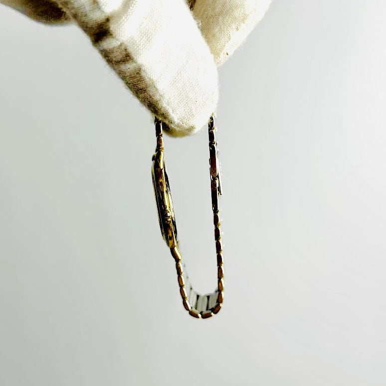 YSL Yves Saint Laurent Gold & Stainless Steel Round Dial Monogram Logo 26MM Quartz Watch