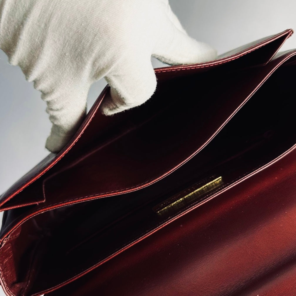 Cartier Must / Mast de Cartier Burgundy Red Maroon GHW Smooth Leather Flap Shoulder Sling Bag