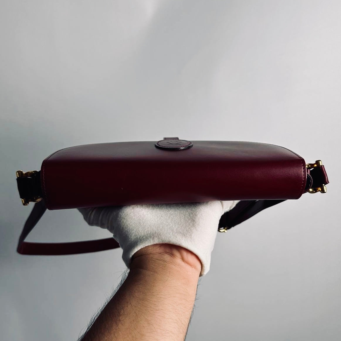 Cartier Must / Mast de Cartier Burgundy Red Maroon GHW Smooth Leather Flap Shoulder Sling Bag