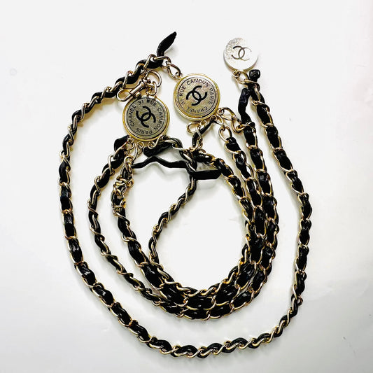 Chanel CC Black GHW Gold Giant Multiple Monogram Logo Chain Leather Layered Triple Iconic Belt