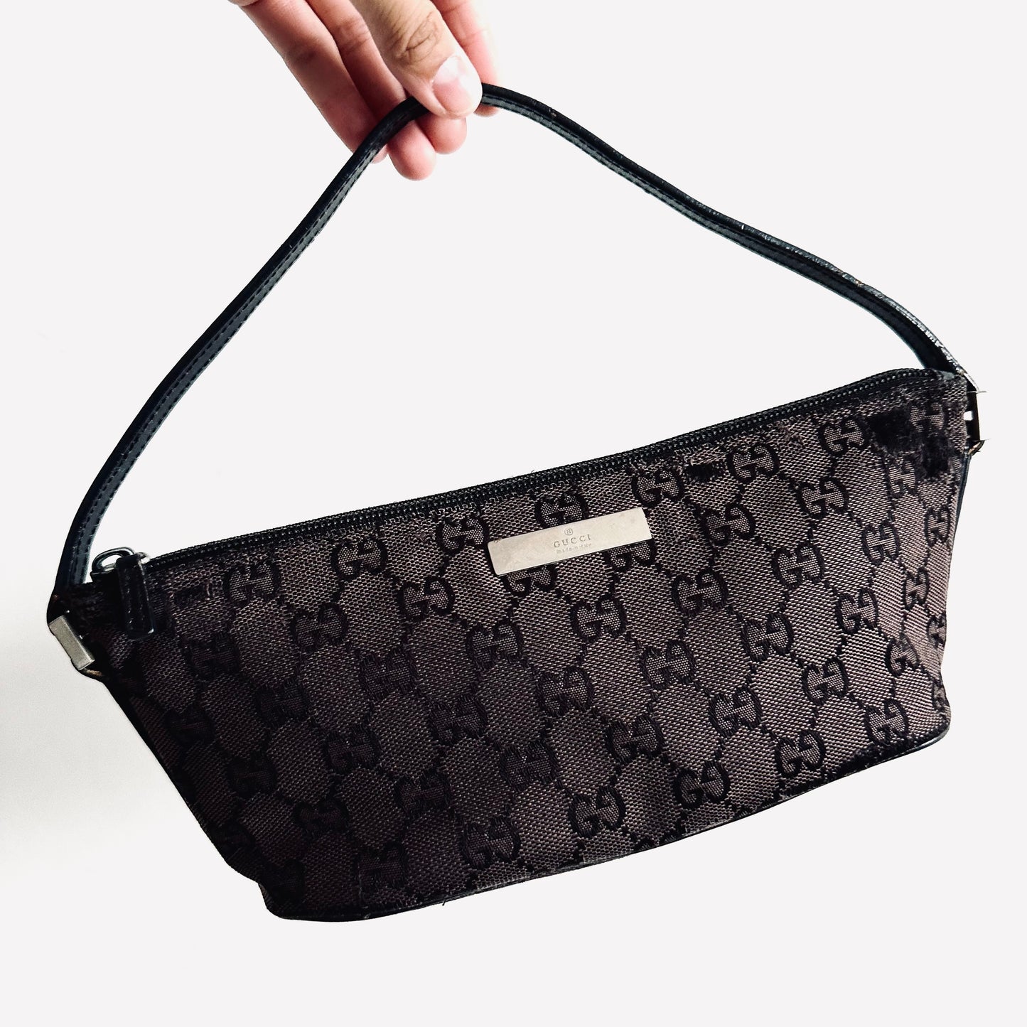 Gucci Black GG Monogram Logo Mini Hobo Pochette Accessories Shoulder Bag