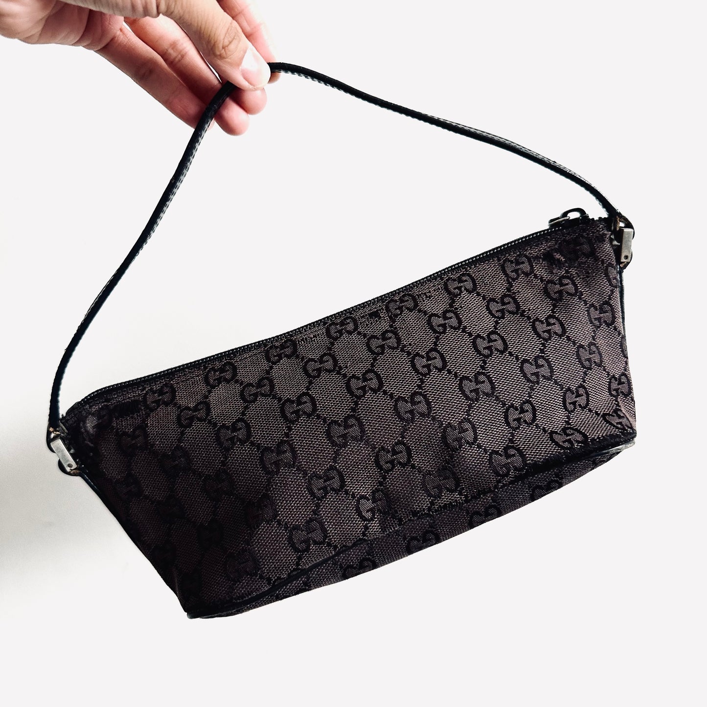 Gucci Black GG Monogram Logo Mini Hobo Pochette Accessories Shoulder Bag