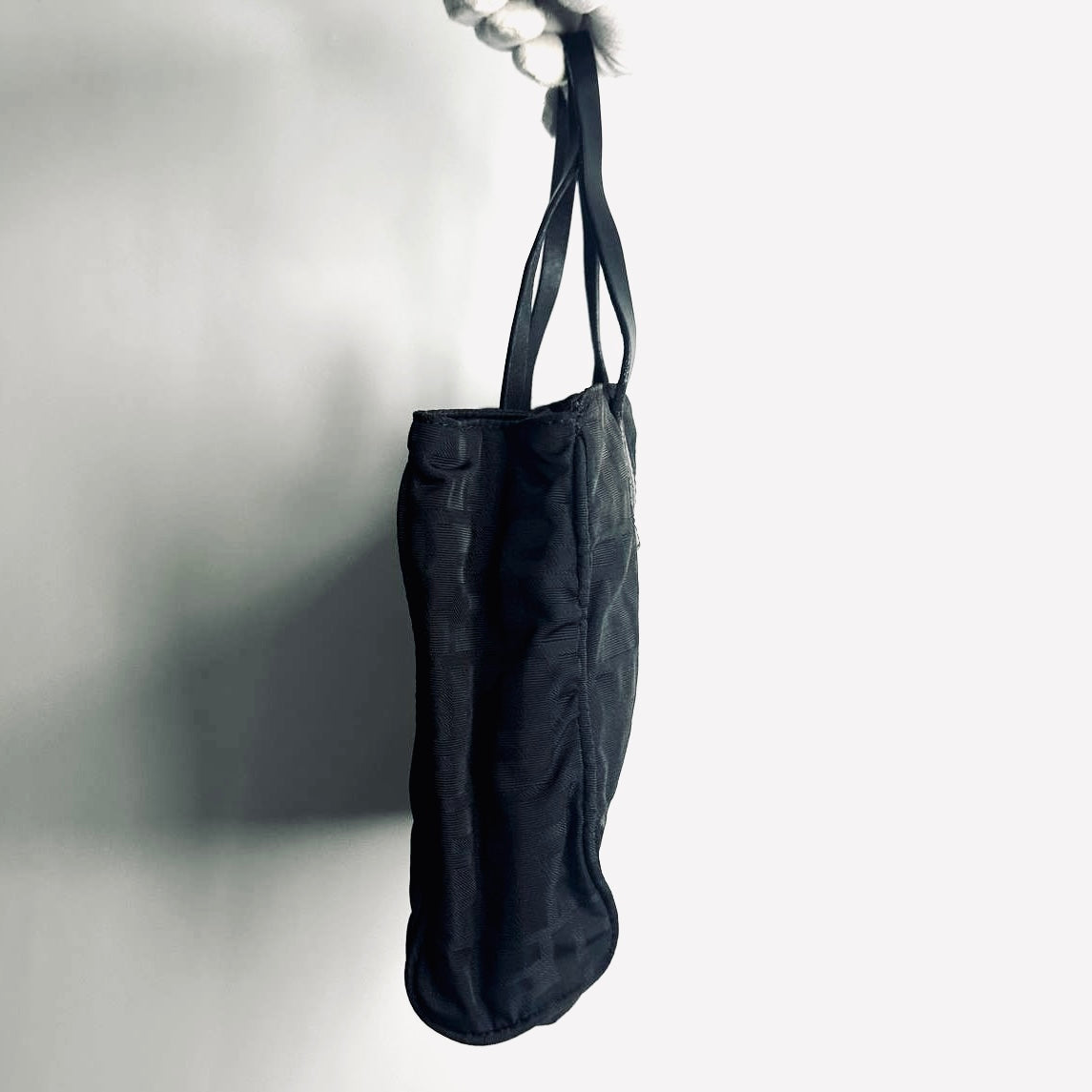 Fendi Black Zucca FF Giant Monogram Logo Shopper Tote Bag