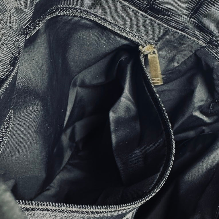 Chanel Black GHW Travel Line Quilted Jacquard CC Monogram Logo Shoulder Shopper Tote Bag 8s