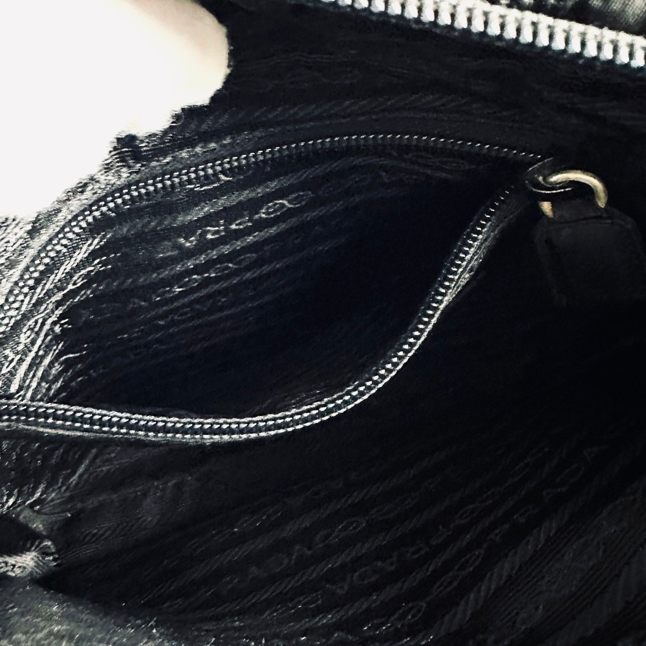 Prada Black Tessuto Beauty Monogram Logo Top Handle Vanity Case Boston Tote Bag