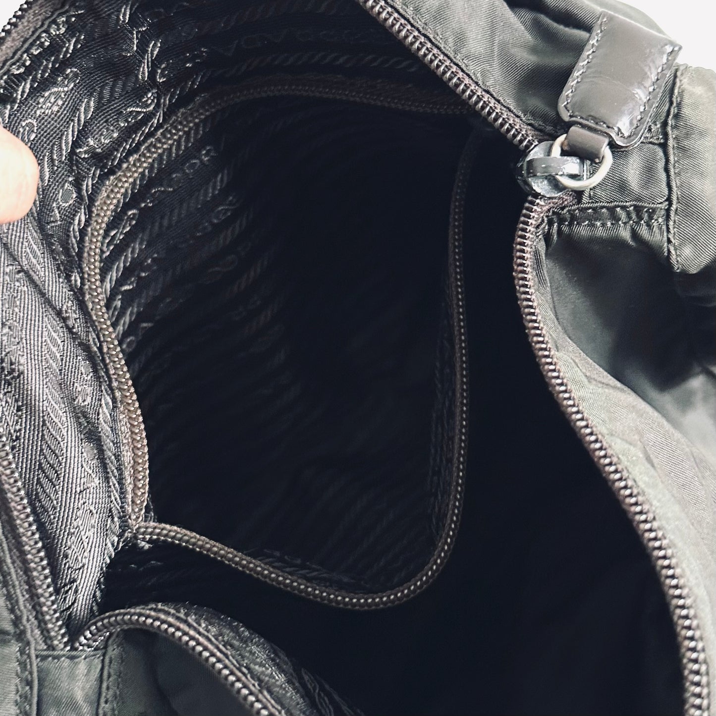 Prada Dark Khaki Tessuto Monogram Logo Classic Flap Shoulder Sling Bag