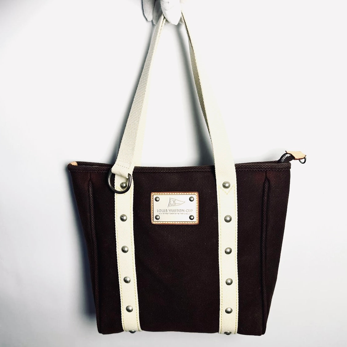 Louis Vuitton LV Brown Club Antigua MM Monogram Logo Top Handle Shoulder Tote Bag