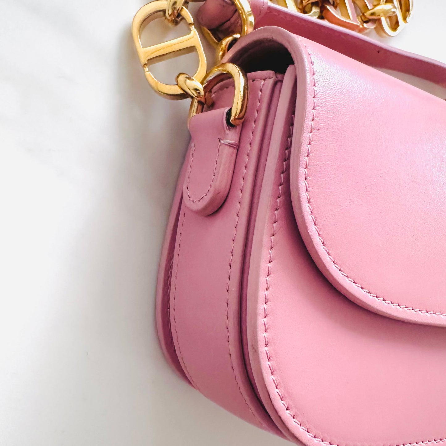 Christian Dior CD 30 Montaigne Avenue Small Pink GHW Monogram Calfskin Leather Flap Chain Shoulder Sling Bag