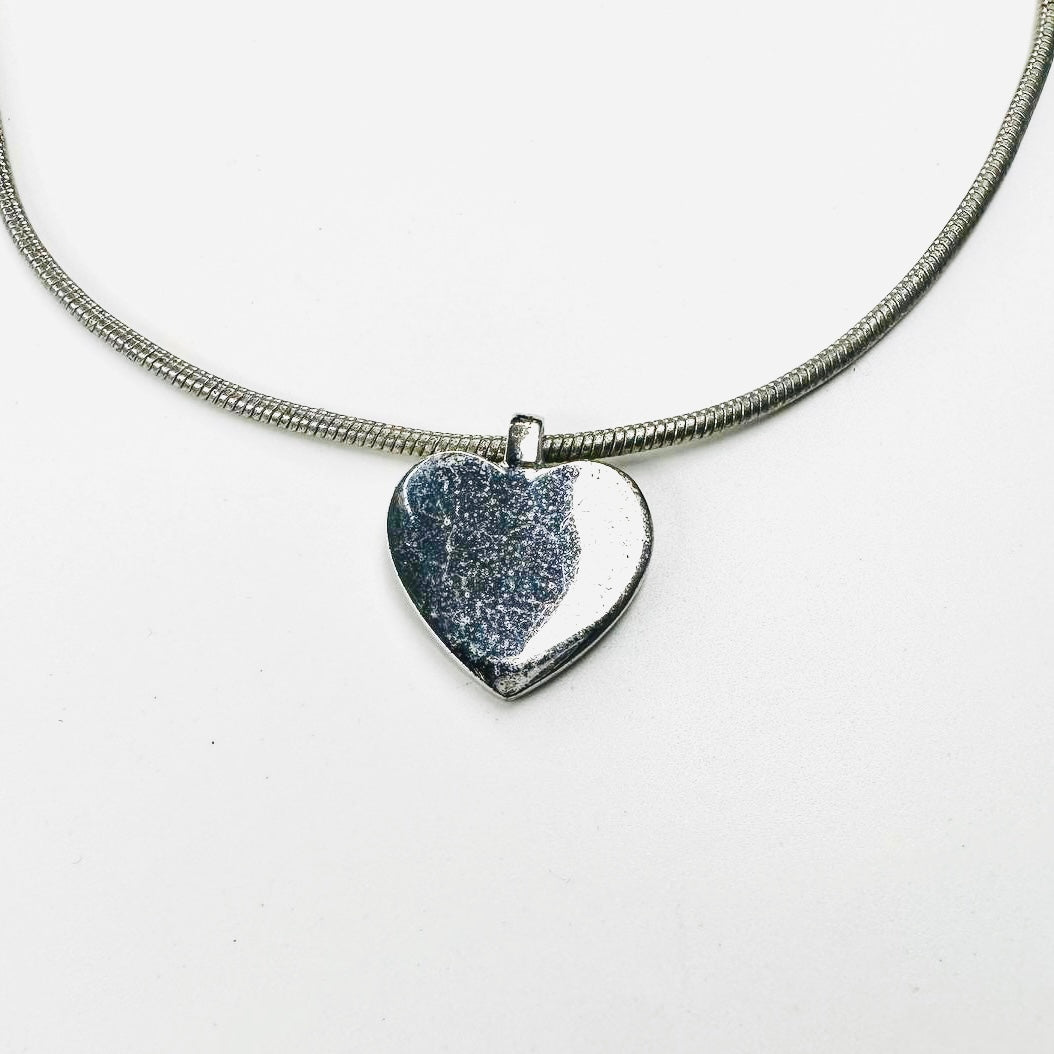 Christian Dior CD Giant Monogram Logo Silver Heart & Crystals Vintage Pendant Necklace