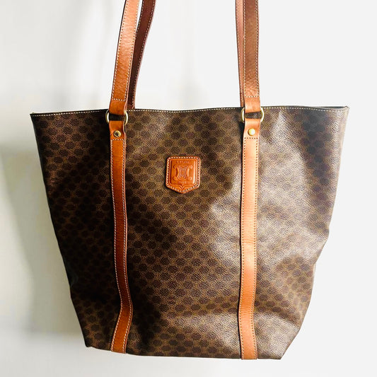 Celine Triomphe Bucket Macadam Monogram Logo GHW Vintage Shoulder Shopper Tote Bag