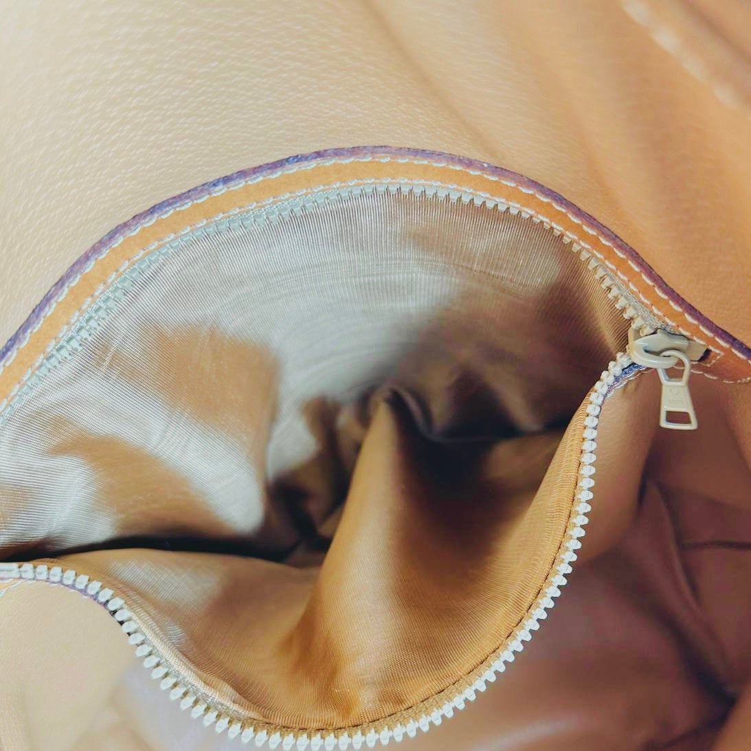 Celine Beige GHW Triomphe Macadam Monogram Logo Vintage Drawstring Bucket Shoulder Sling Bag