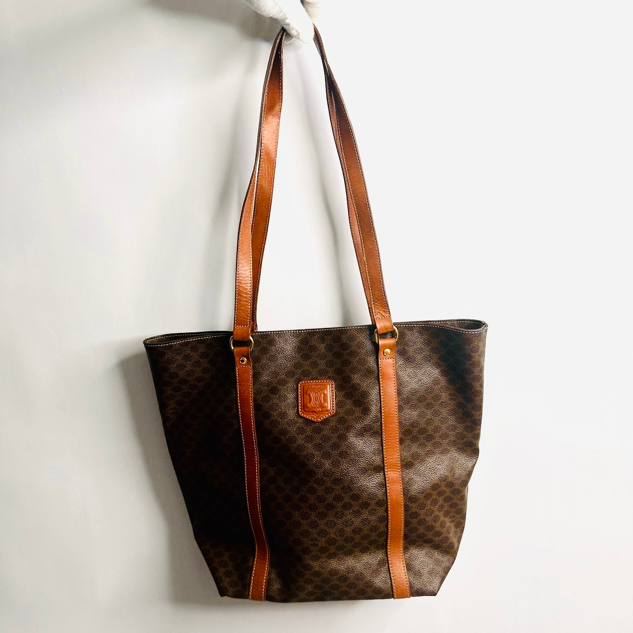 Celine Triomphe Bucket Macadam Monogram Logo GHW Vintage Shoulder Shopper Tote Bag