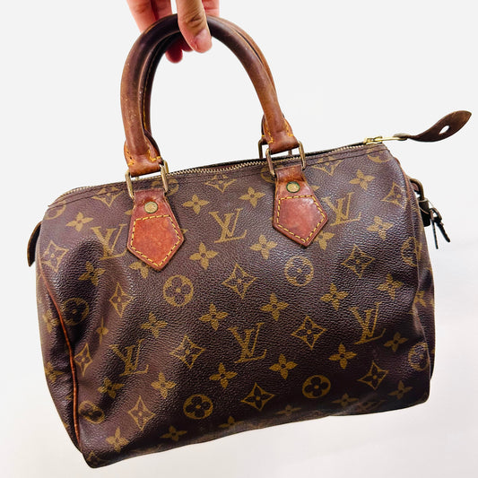 Louis Vuitton LV Boston Speedy 25 Monogram Logo GHW Top Handle Bag