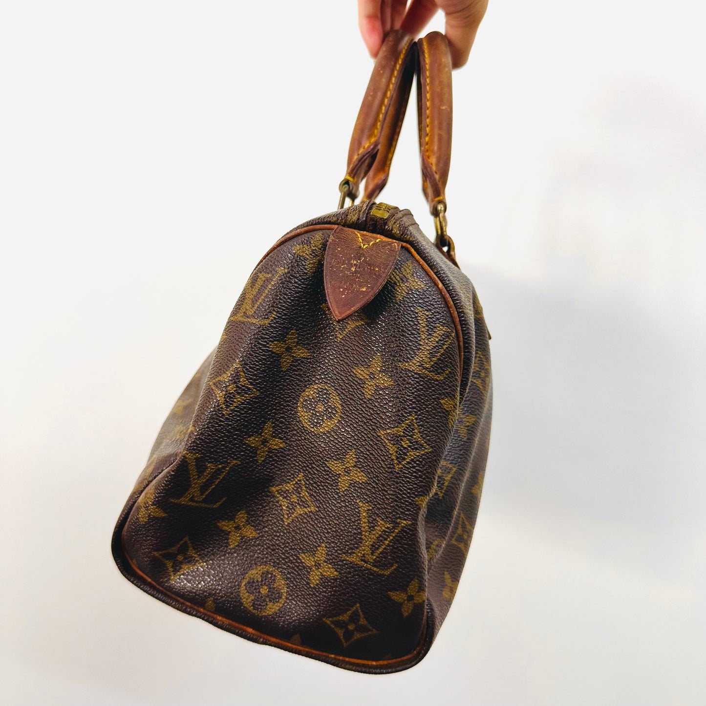 Louis Vuitton LV Boston Speedy 25 Monogram Logo GHW Top Handle Bag