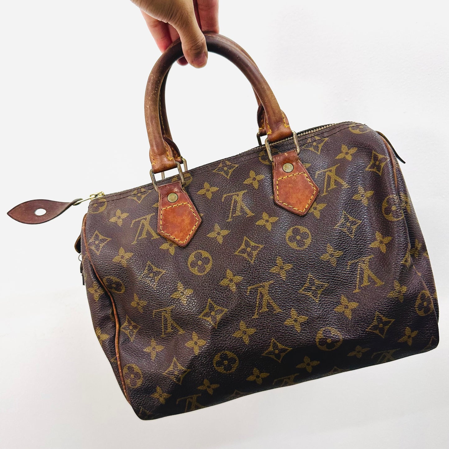 Louis Vuitton LV Boston Speedy 25 Monogram Logo GHW Top Handle Bag