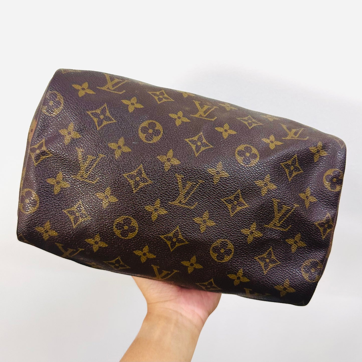 Louis Vuitton LV Boston Speedy 25 Monogram Logo GHW Top Handle Bag