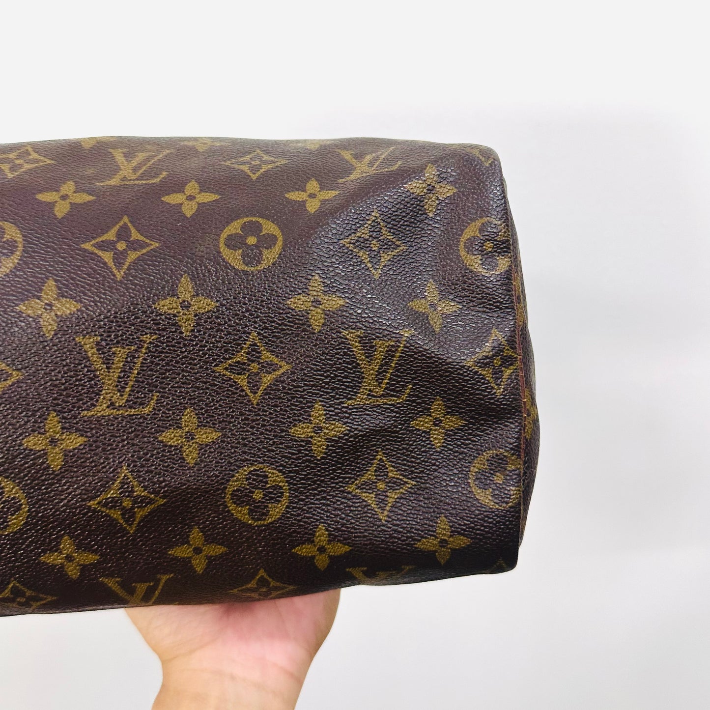 Louis Vuitton LV Boston Speedy 25 Monogram Logo GHW Top Handle Bag