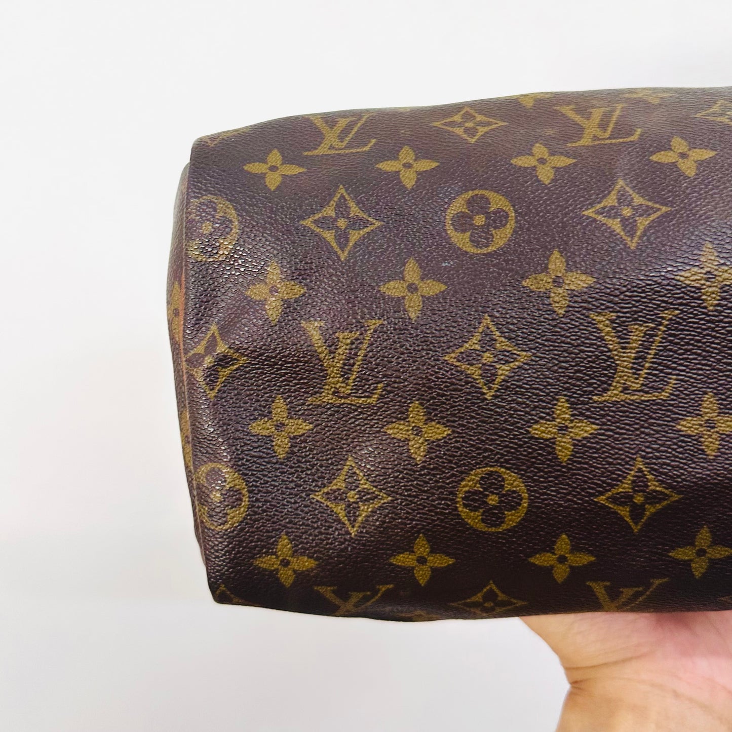 Louis Vuitton LV Boston Speedy 25 Monogram Logo GHW Top Handle Bag