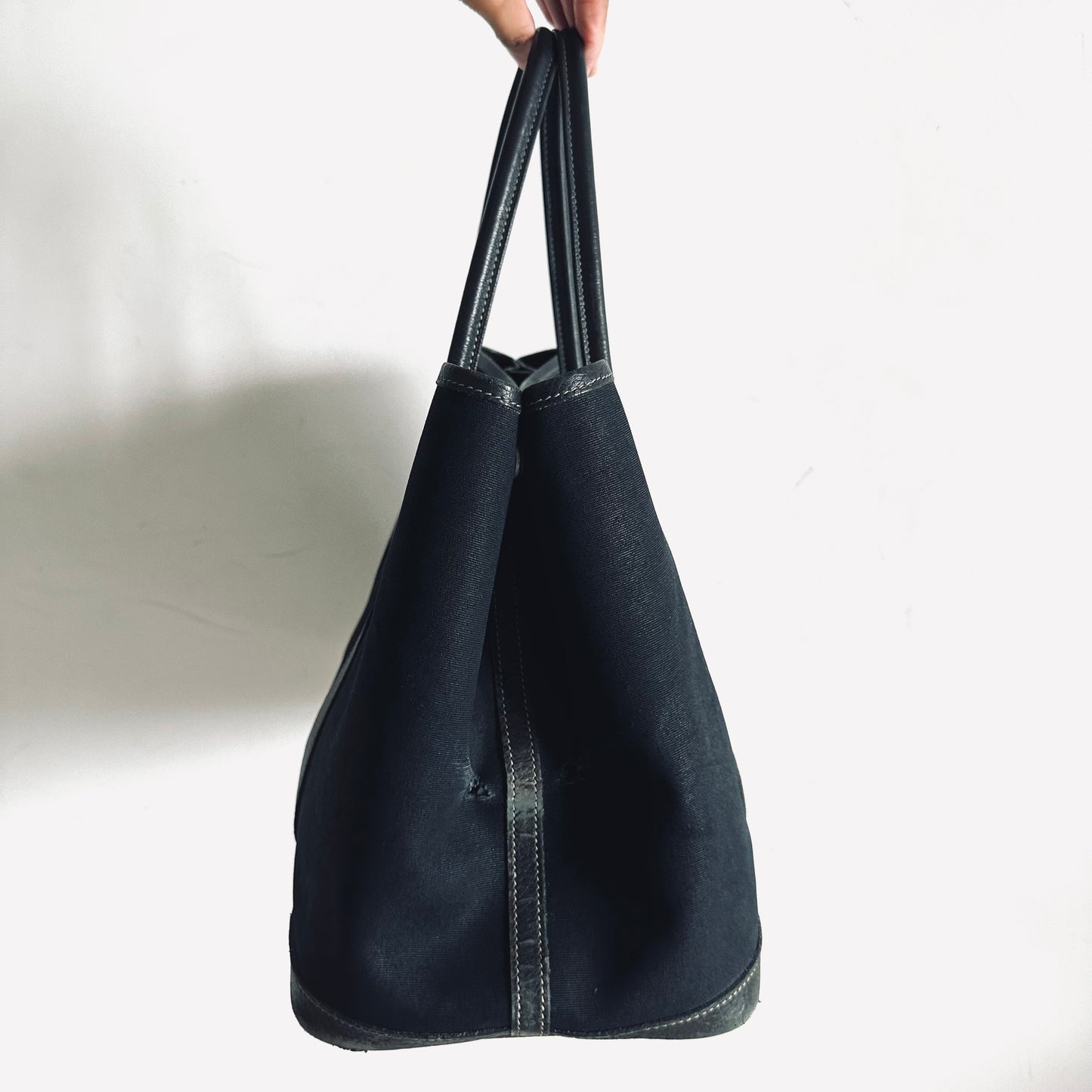 Hermes Noir Black Garden Party 36 GP36 PM In Toile / Negonda Leather Tote Bag