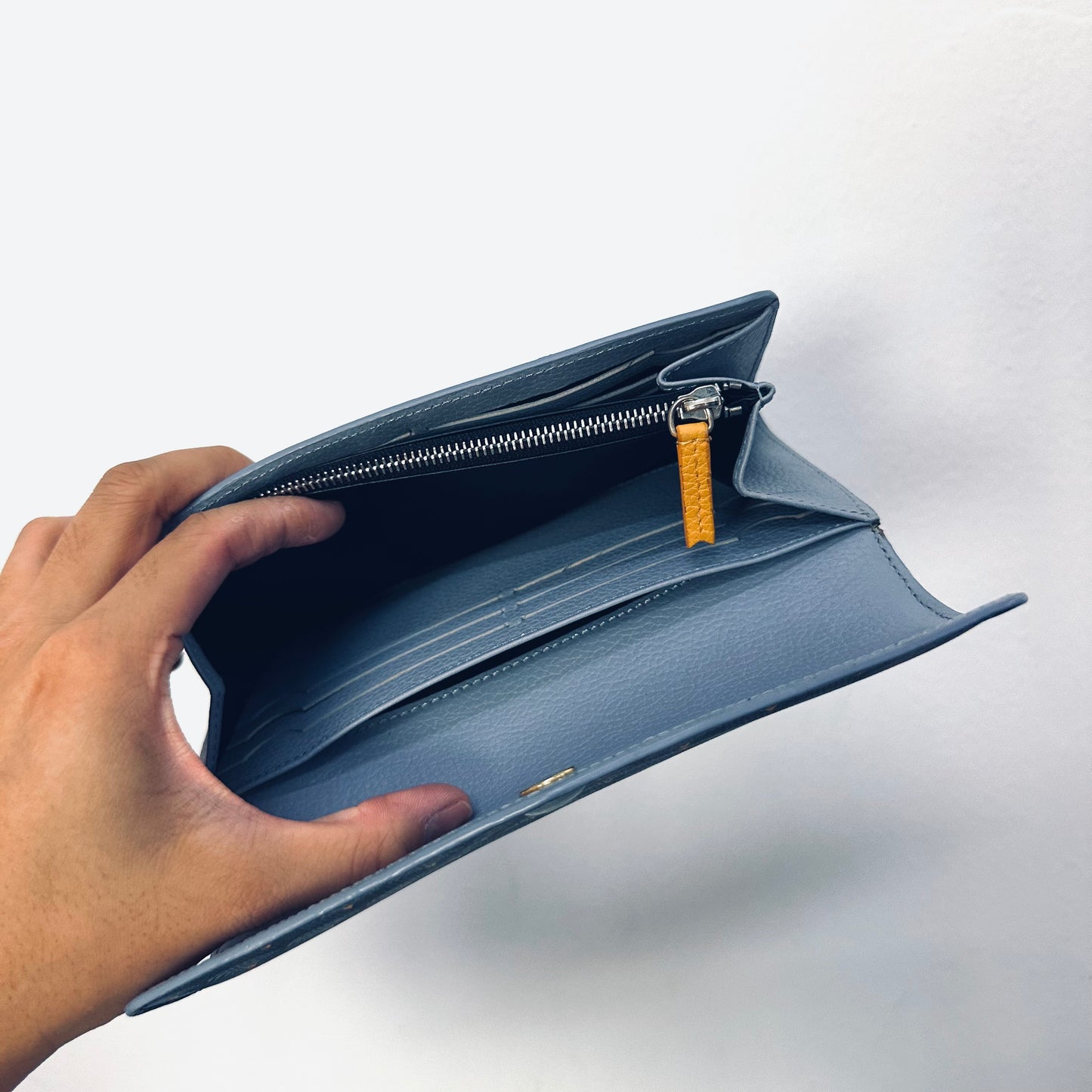 Faure Le Page Navy Blue Monogram Logo Continental Flap Long Wallet