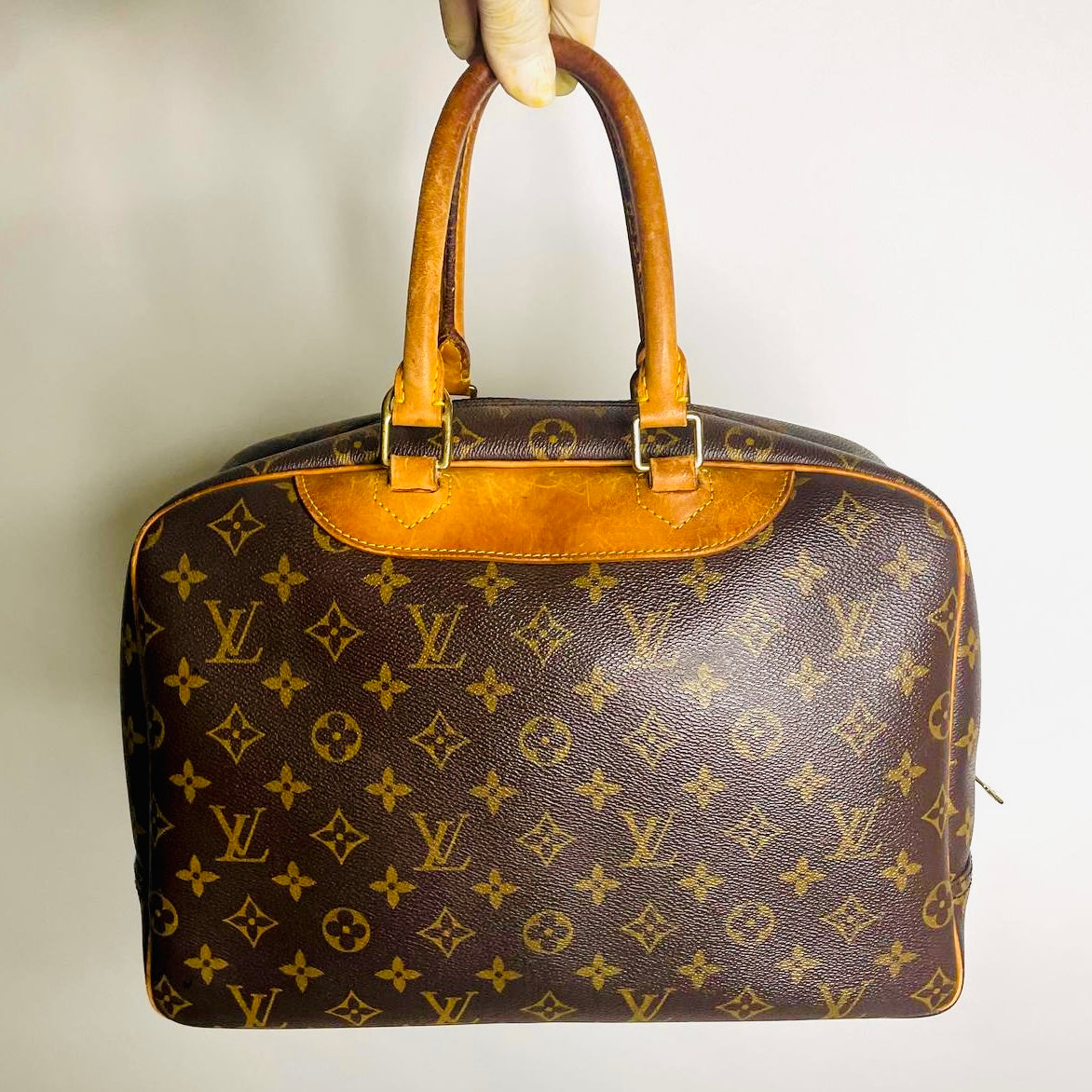 Louis Vuitton LV Deauville Monogram Logo GHW Vintage Top Handle Boston Tote Bag