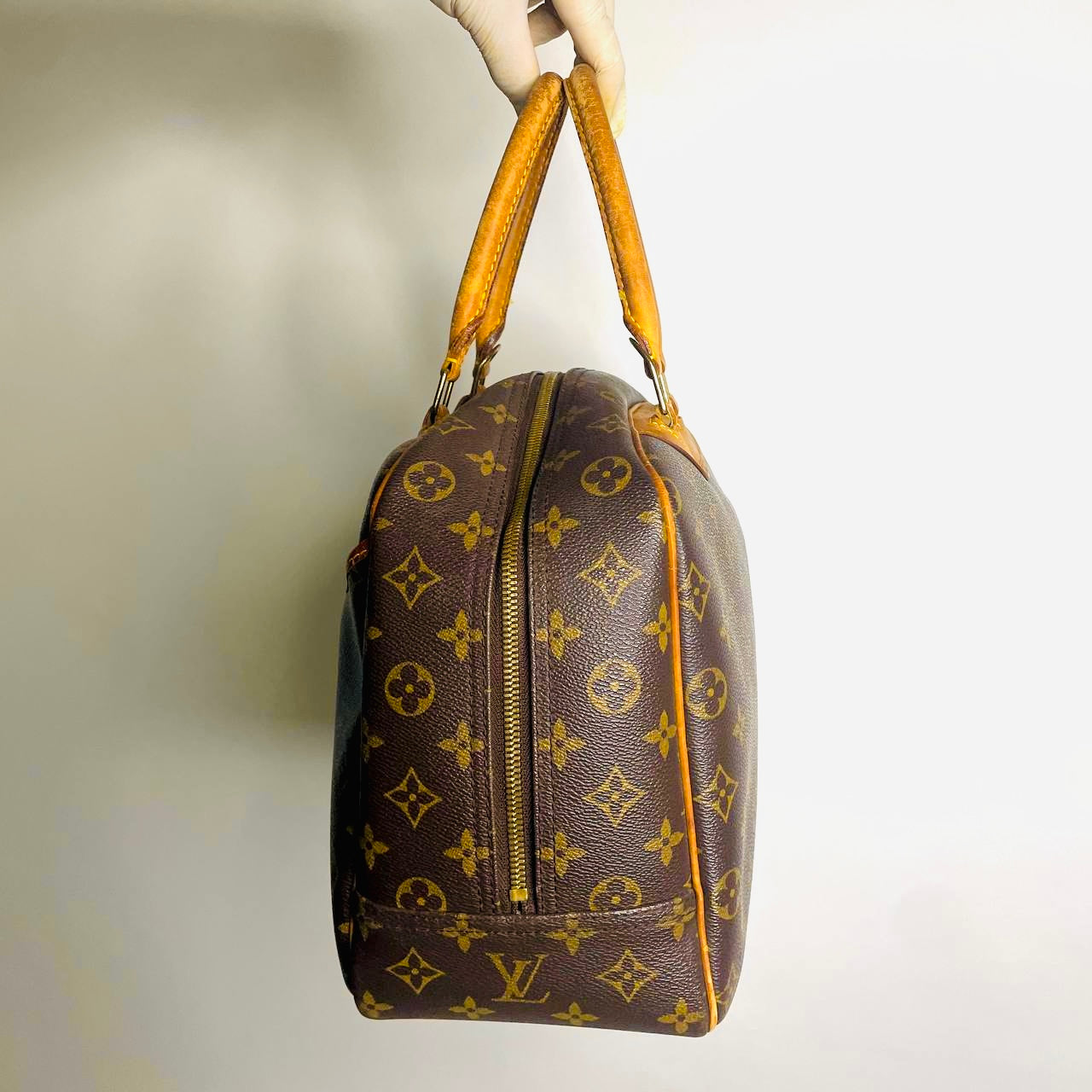 Louis Vuitton LV Deauville Monogram Logo GHW Vintage Top Handle Boston Tote Bag