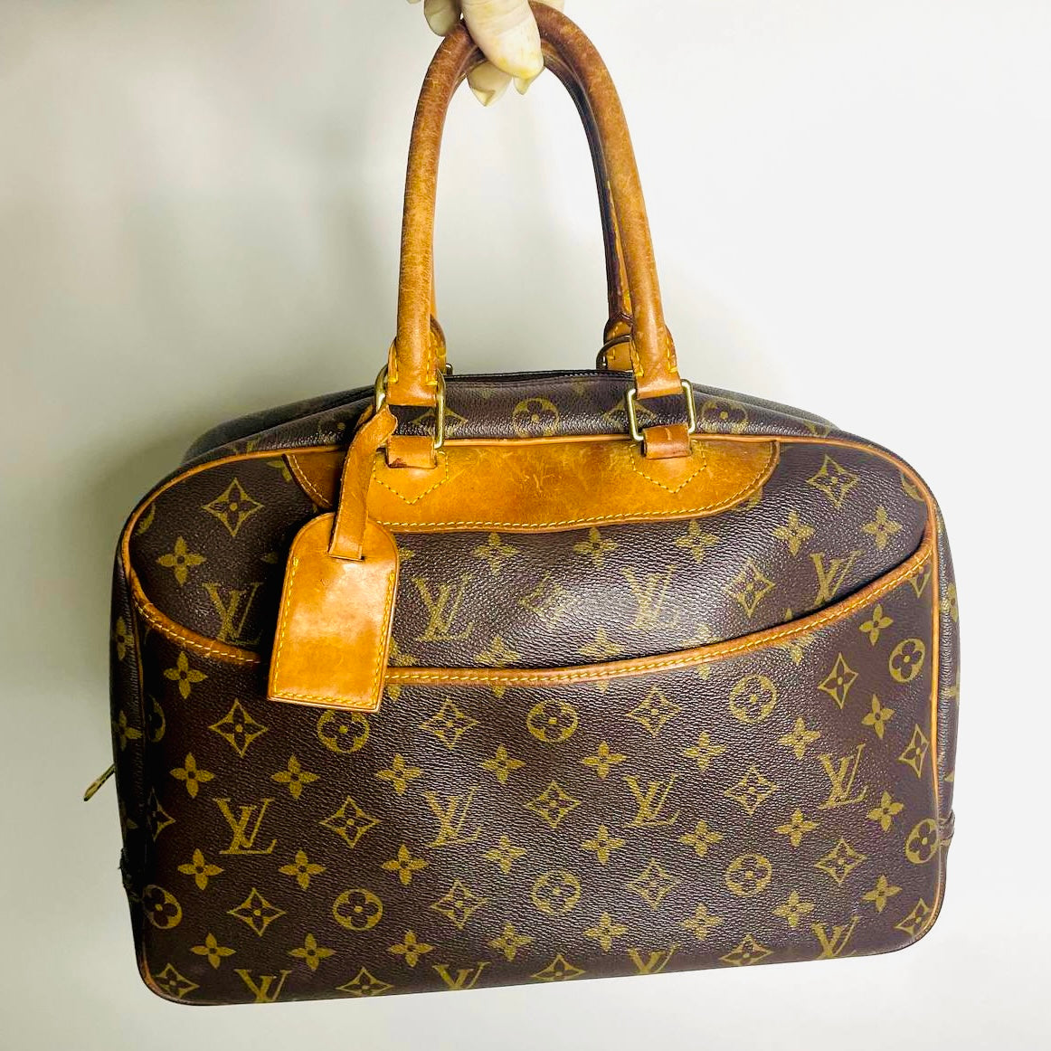 Louis Vuitton LV Deauville Monogram Logo GHW Vintage Top Handle Boston Tote Bag