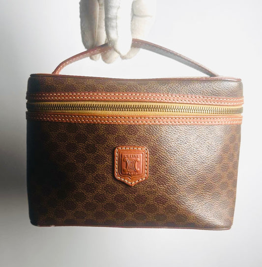 Celine Triomphe Macadam Monogram Logo Vintage Vanity Case Top Handle Bag