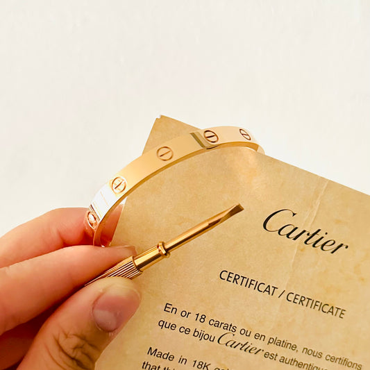Cartier Love Classic 18K Rose Pink Gold RGHW Bracelet Size 17