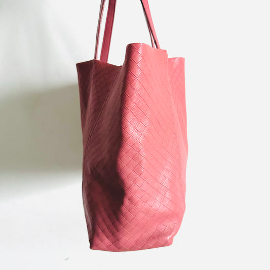 Bottega Veneta BV Pink Intrecciato Woven Leather Shopper Shoulder Tote Bag