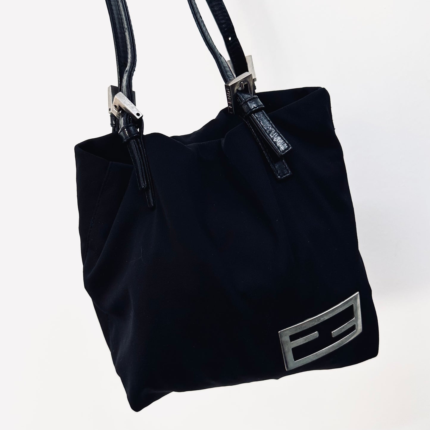 Fendi Black FF Monogram Logo Mamma Shopper Shoulder Tote Bag