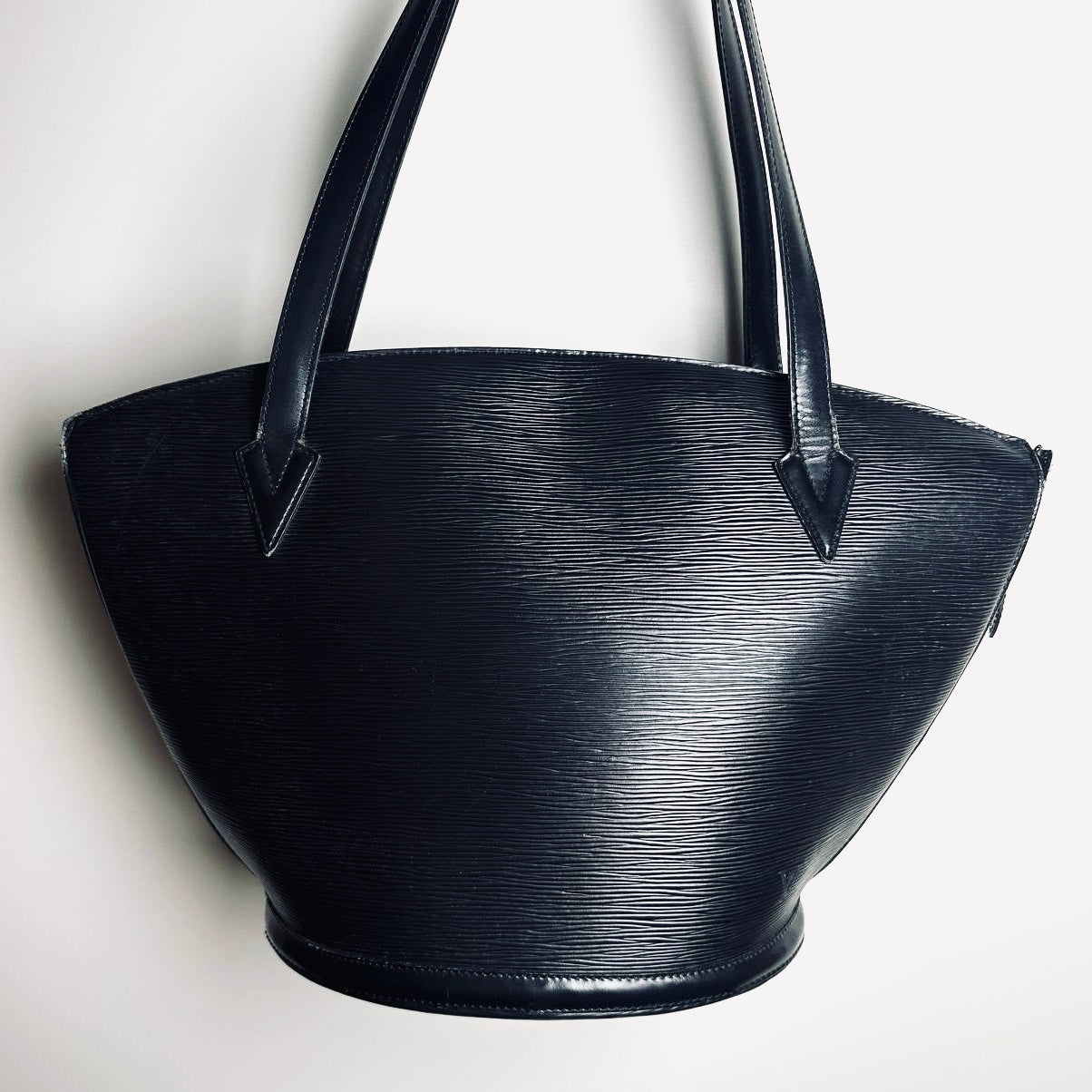 Louis Vuitton LV Black GHW Saint Jacques Epi Leather Monogram Logo Bucket Shopper Shoulder Tote Bag