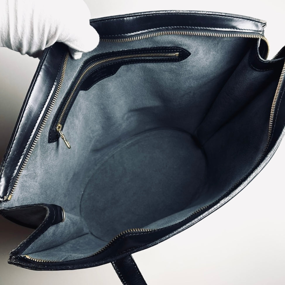 Louis Vuitton LV Black GHW Saint Jacques Epi Leather Monogram Logo Bucket Shopper Shoulder Tote Bag