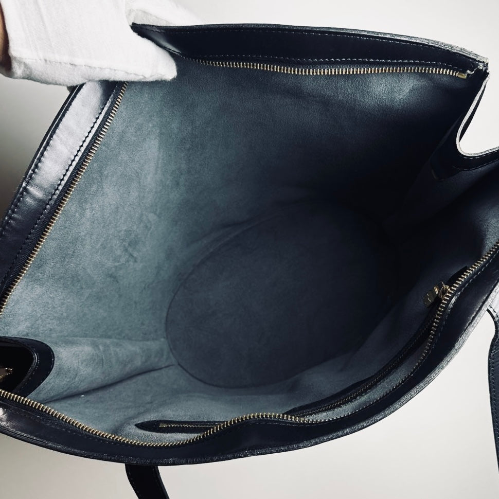 Louis Vuitton LV Black GHW Saint Jacques Epi Leather Monogram Logo Bucket Shopper Shoulder Tote Bag