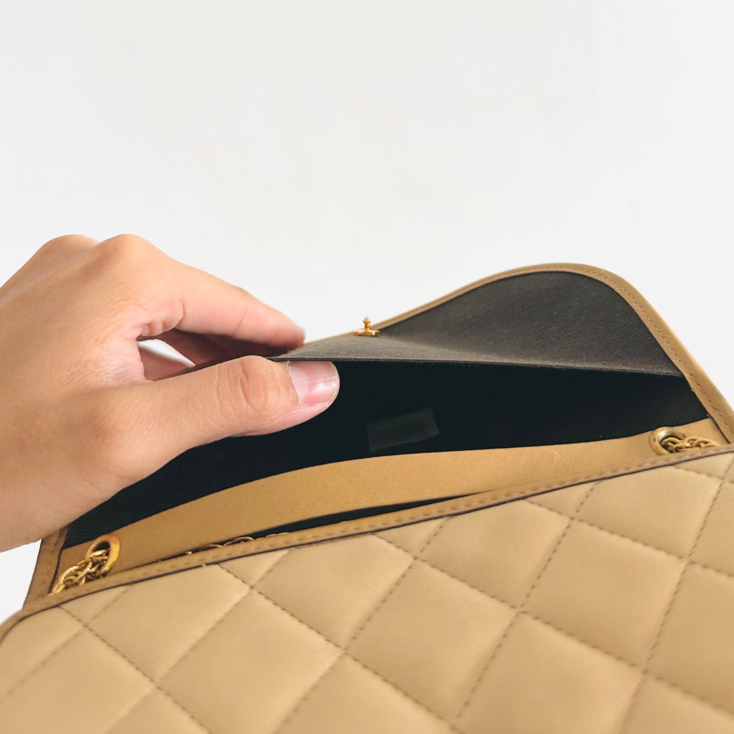 Chanel Beige GHW Quilted Lambskin Leather CC Logo 2-Way Vintage Flap Mini Shoulder Sling Bag 0s